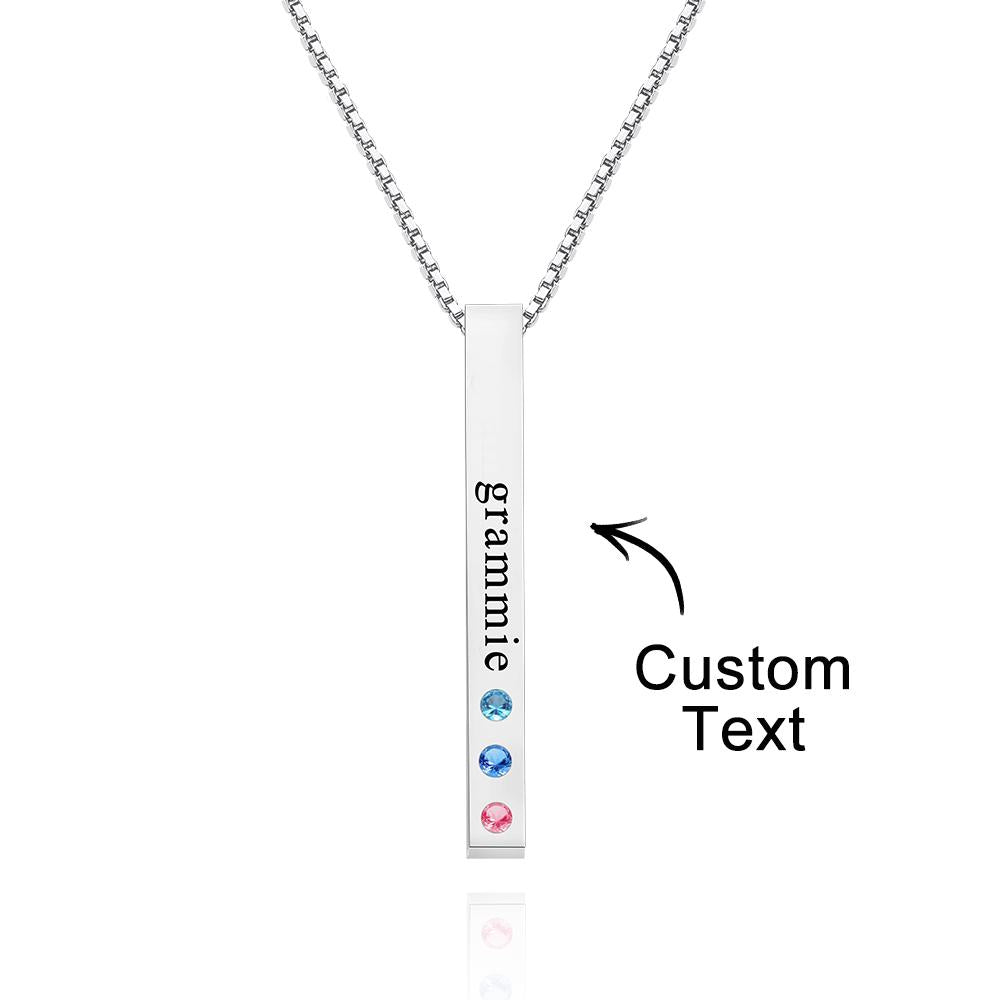 Custom Engraved Birthstone Necklace Bar Simple Gifts-Blongser