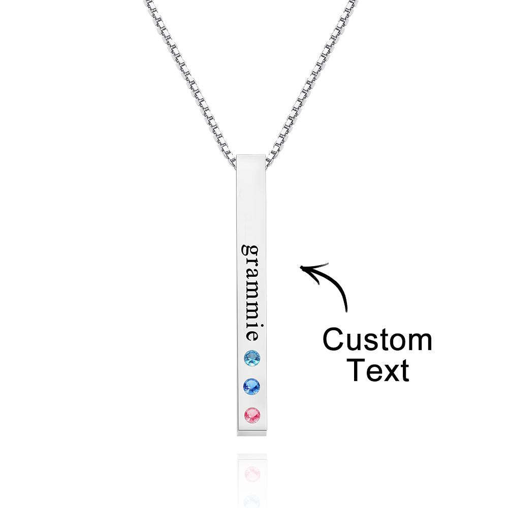 Custom Engraved Birthstone Necklace Bar Simple Gifts-Blongser