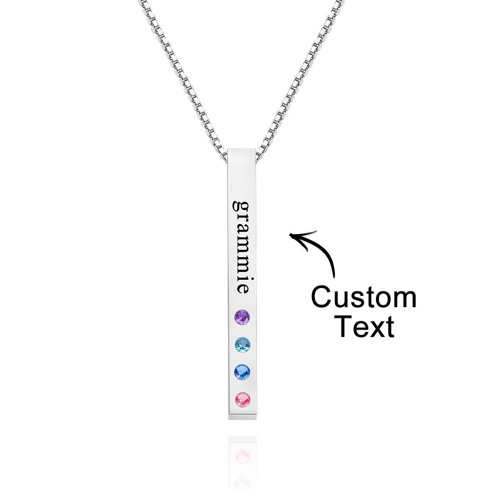 Custom Engraved Birthstone Necklace Bar Simple Gifts-Blongser