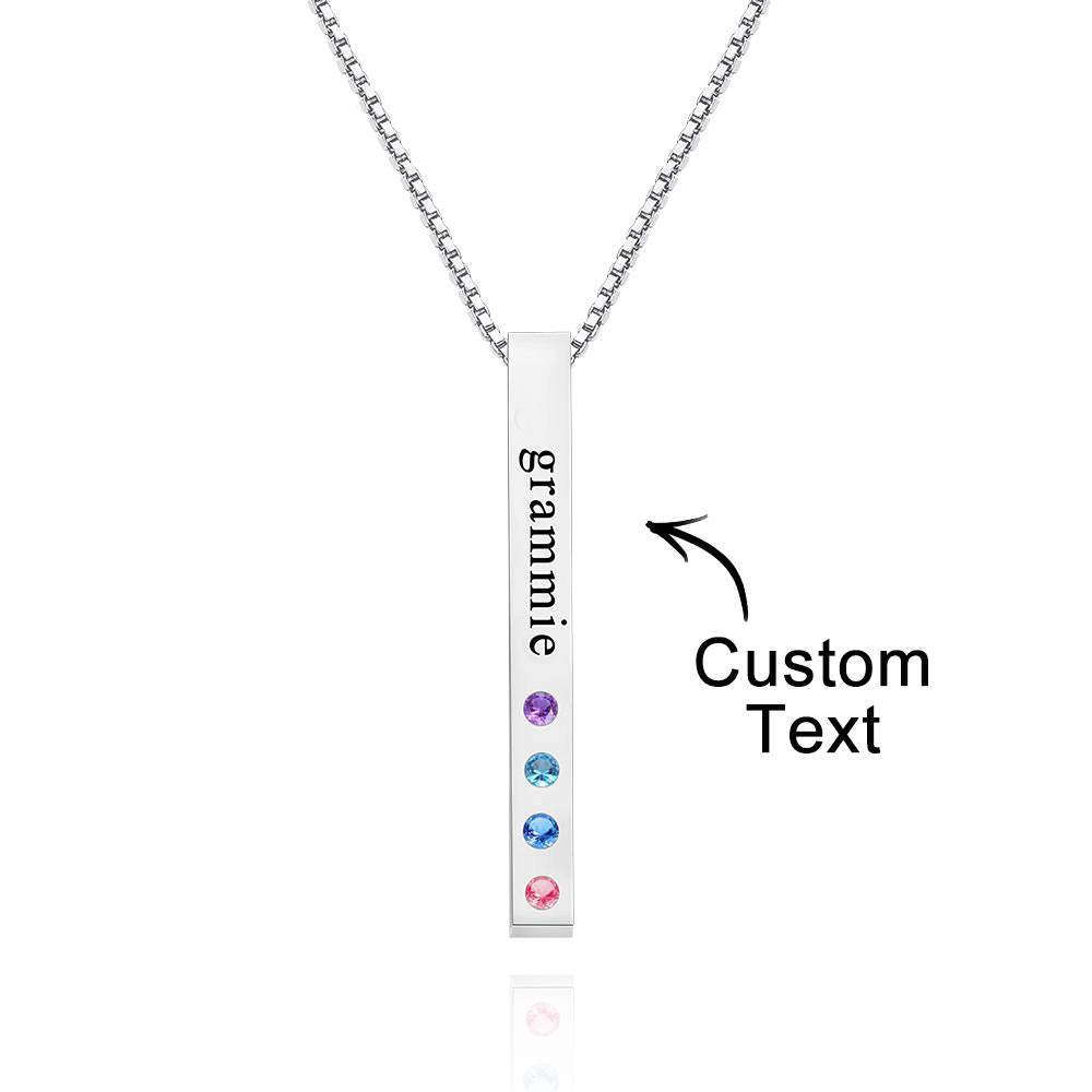 Custom Engraved Birthstone Necklace Bar Simple Gifts-Blongser