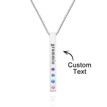 Custom Engraved Birthstone Necklace Bar Simple Gifts-Blongser