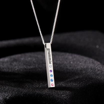 Custom Engraved Birthstone Necklace Bar Simple Gifts-Blongser