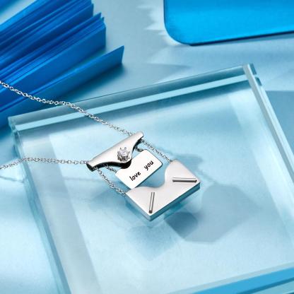 Custom Engraved Necklace Envelope Letter Secret Message Locket Jewelry Pendant-Blongser