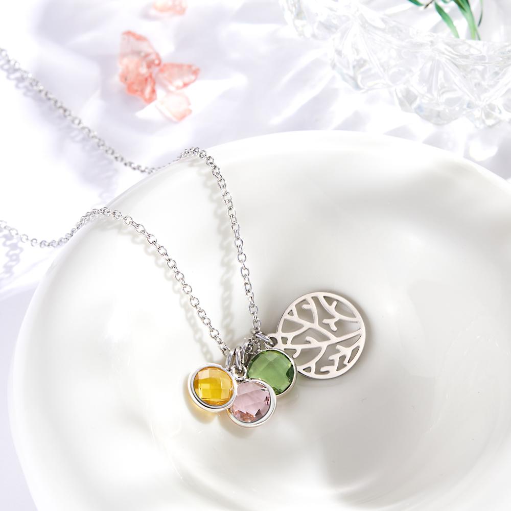 Custom Birthstone Pendant Jewelry Gold Birthstone Necklace Stainless Steel-Blongser