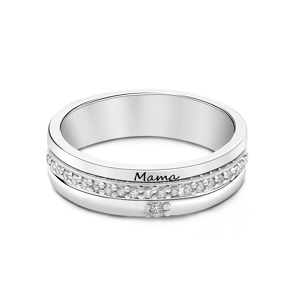 Personalized Birthstones Ring with Engraved Text Family Ring Jewelry Birthday Gift for Mom Grandma-Blongser