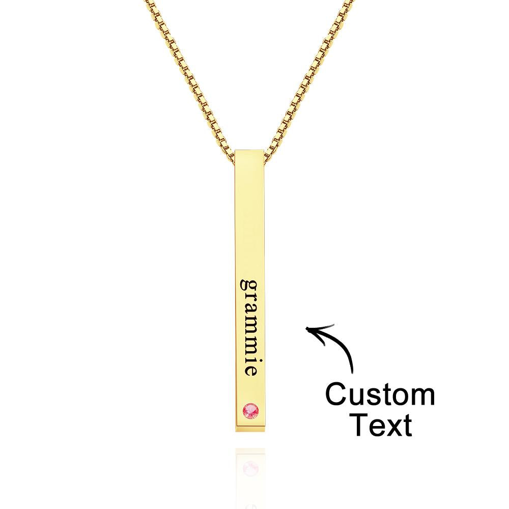 Custom Engraved Birthstone Necklace Bar Simple Gifts-Blongser