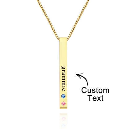 Custom Engraved Birthstone Necklace Bar Simple Gifts-Blongser