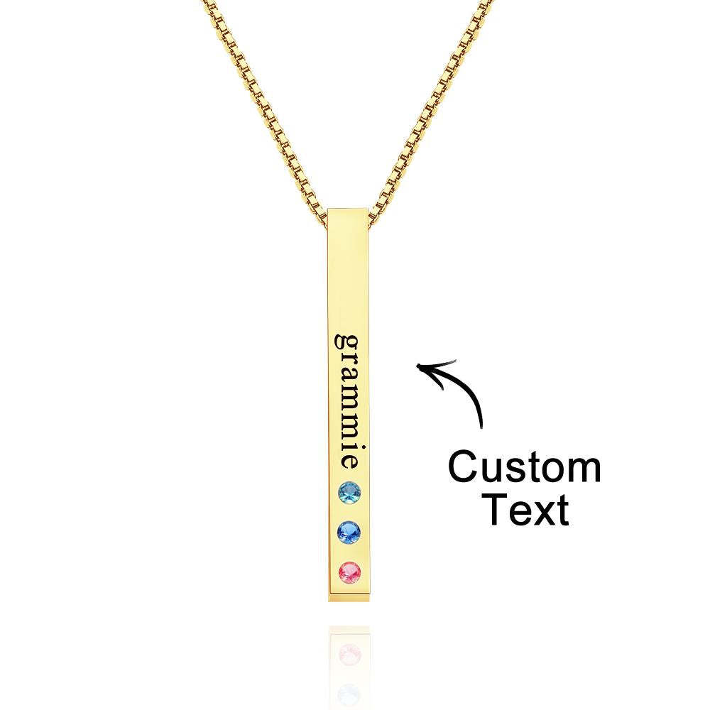 Custom Engraved Birthstone Necklace Bar Simple Gifts-Blongser