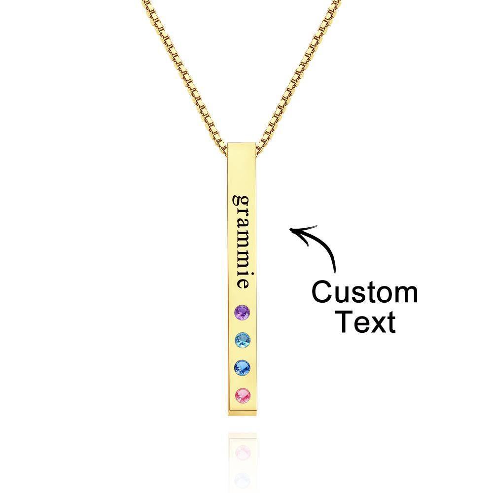 Custom Engraved Birthstone Necklace Bar Simple Gifts-Blongser