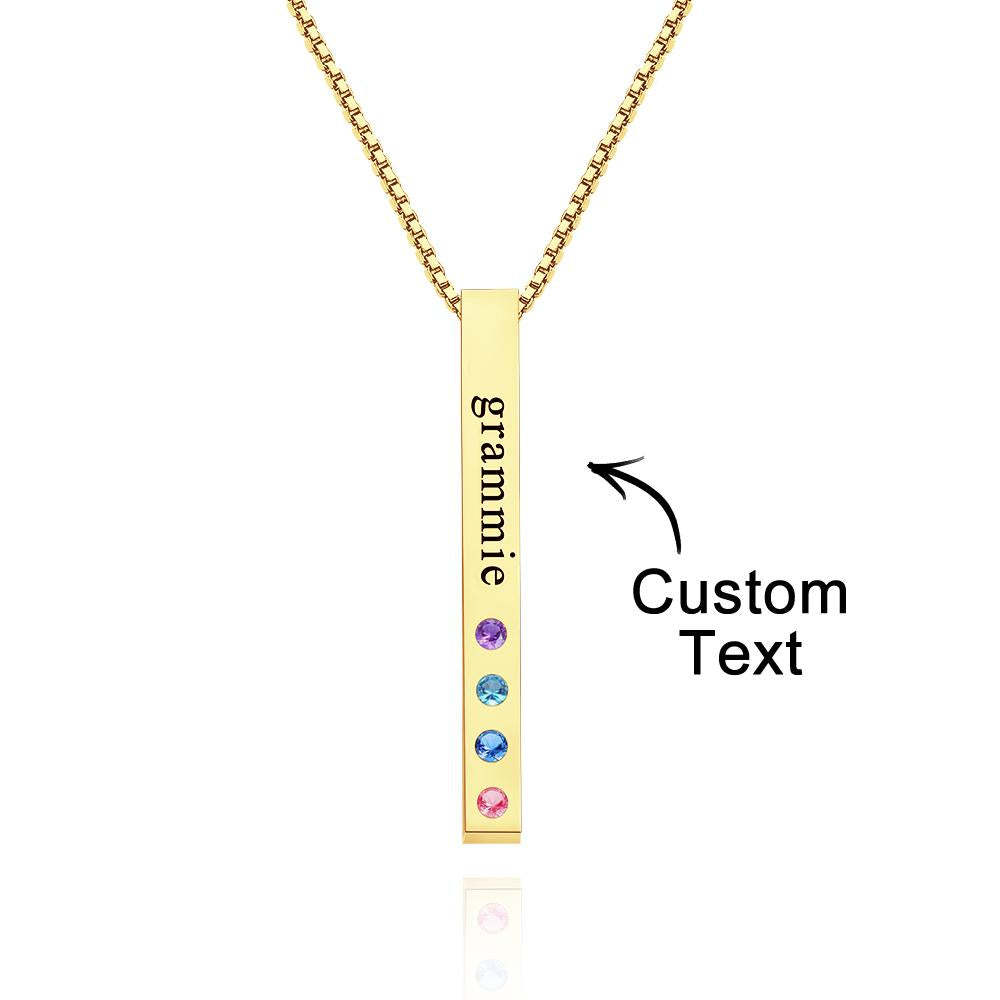 Custom Engraved Birthstone Necklace Bar Simple Gifts-Blongser