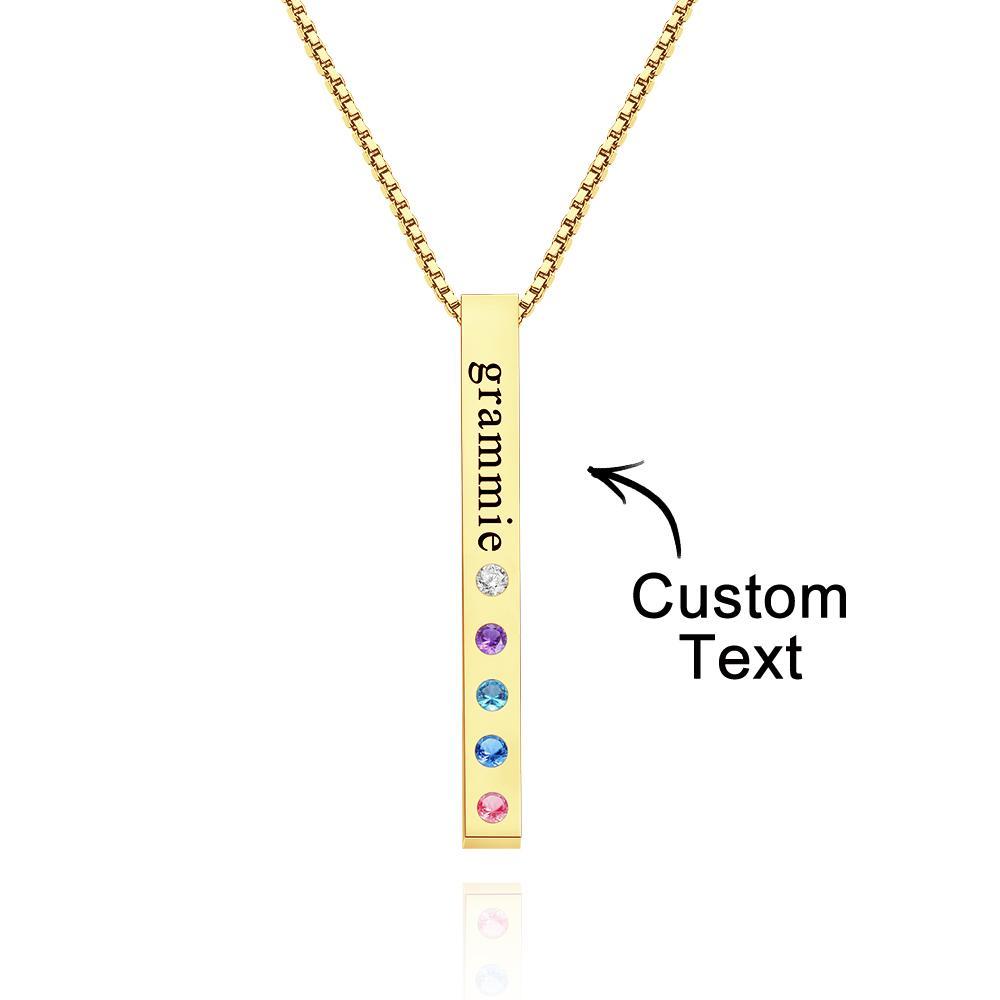 Custom Engraved Birthstone Necklace Bar Simple Gifts-Blongser