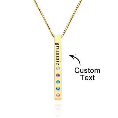 Custom Engraved Birthstone Necklace Bar Simple Gifts-Blongser
