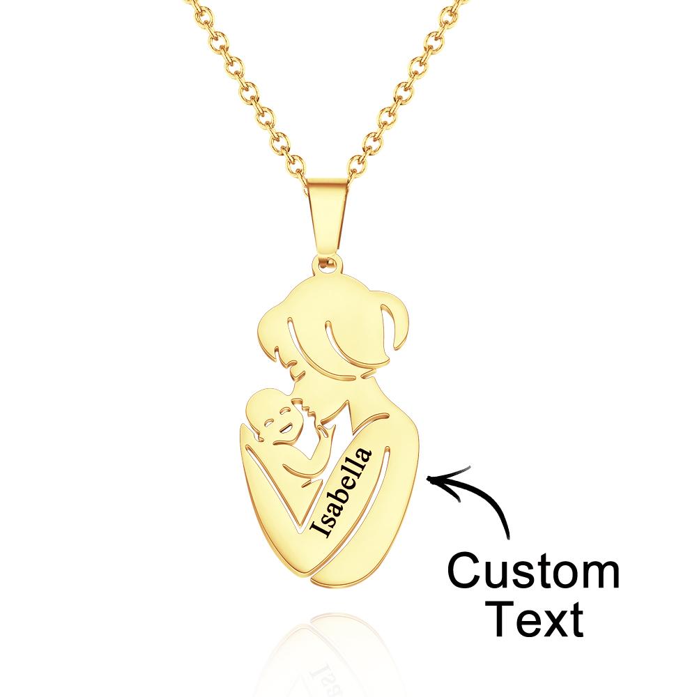 Custom Engraved Mother Baby Necklace Personalized Family Jewelry Gifts for Mother-Blongser