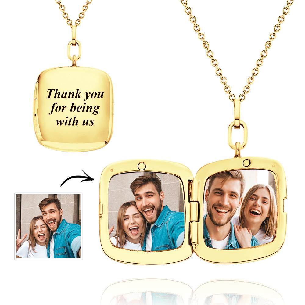 Custom Locket Photo Necklace Personalized Engraved Memorial Picture Pendant Gift For Her-Blongser