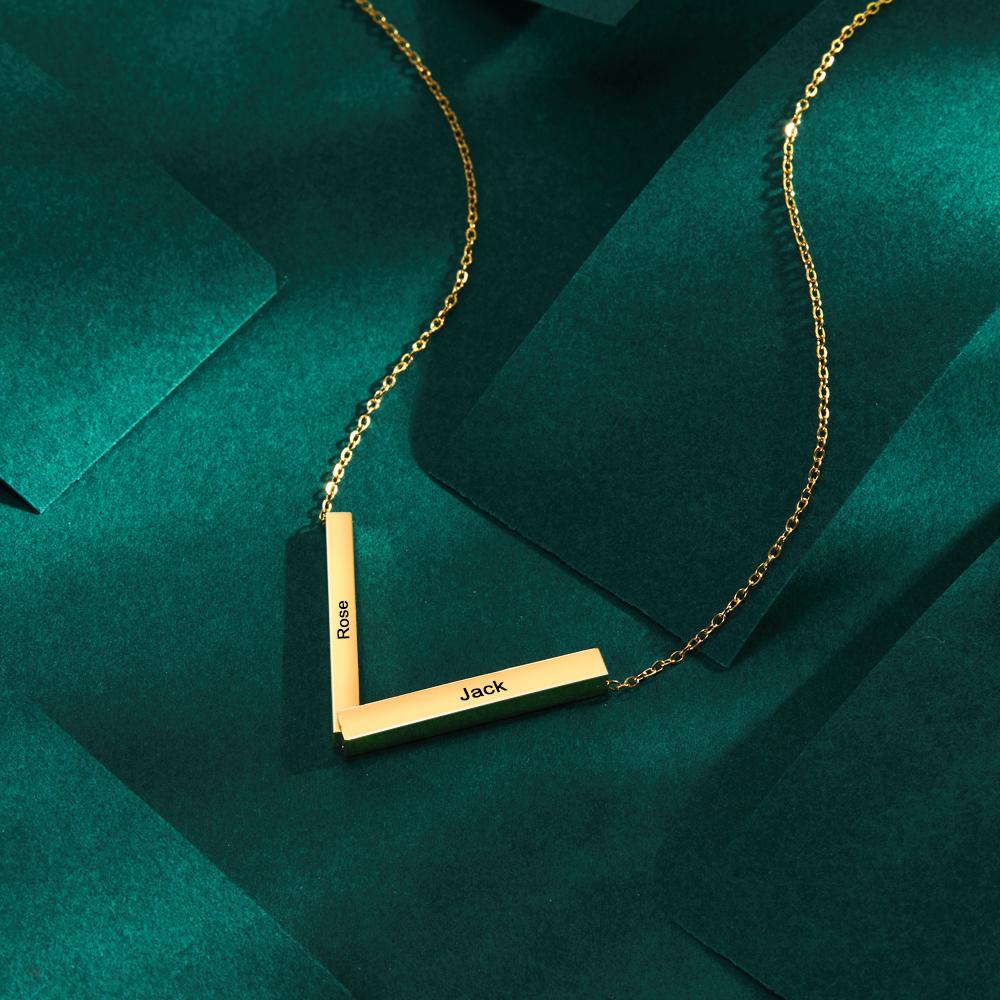 Custom Engraved Necklace Folded Bar Necklaces Unique Gift for Women-Blongser