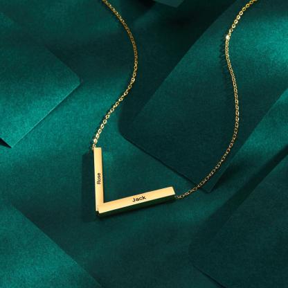 Custom Engraved Necklace Folded Bar Necklaces Unique Gift for Women-Blongser