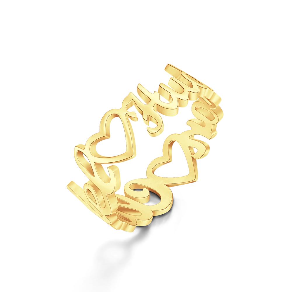 Custom Heart-Shaped Double Names Ring for Women-Blongser