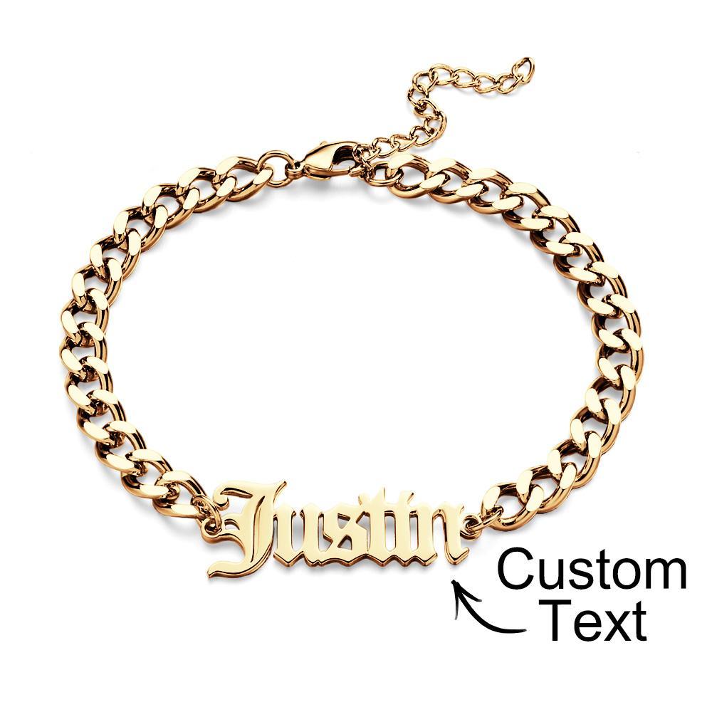 Custom Name Men's Stainless Steel Curb Chain Cuban Bracelet-Blongser