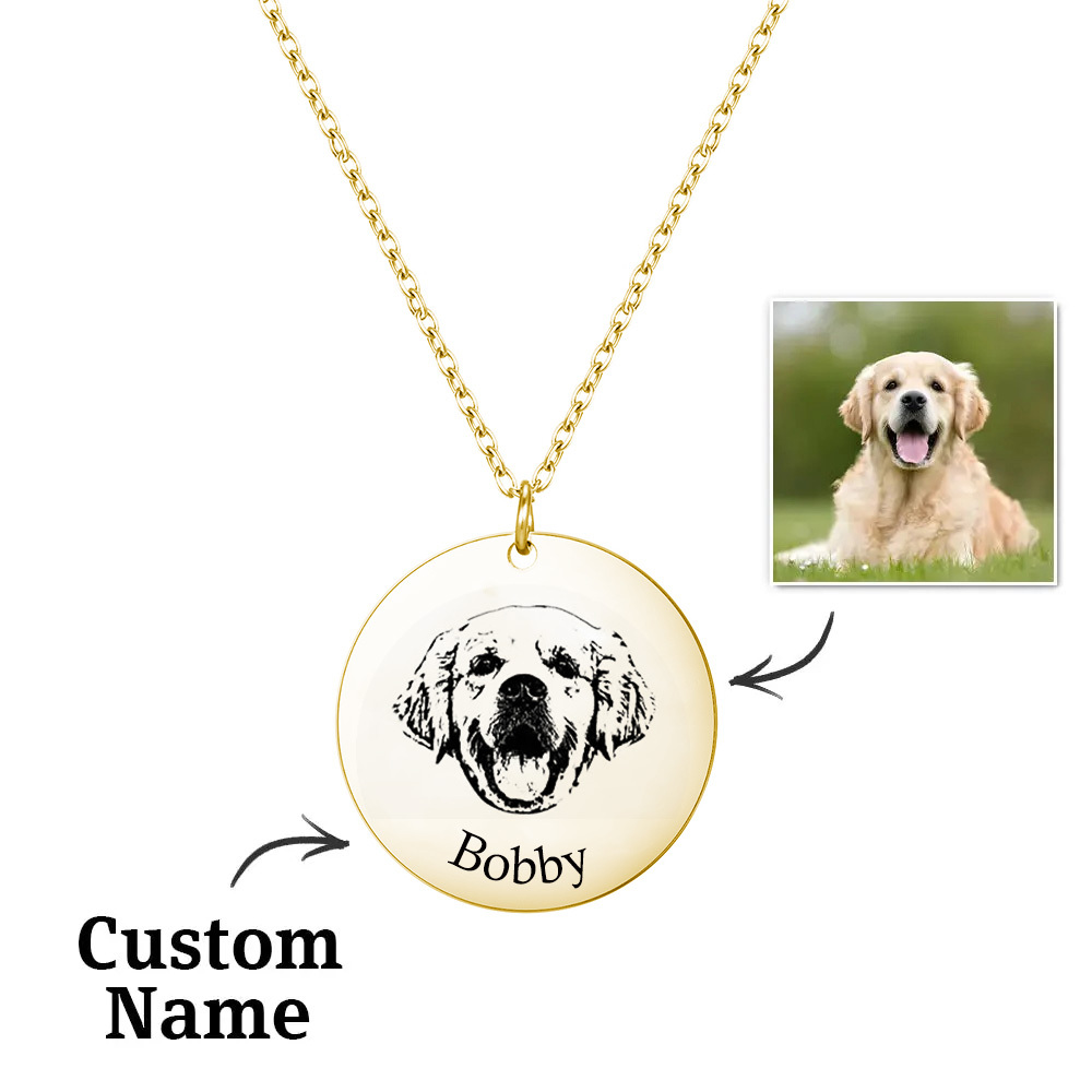 Custom Pet Photo Engraved Name Necklace – A Heartfelt Keepsake-Blongser