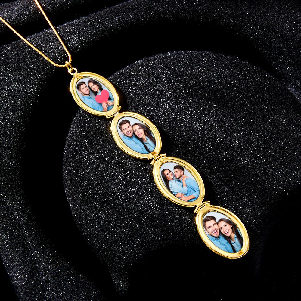 Custom Photo Necklace Container Oval Locket Pendant Necklace Gift for Women-Blongser
