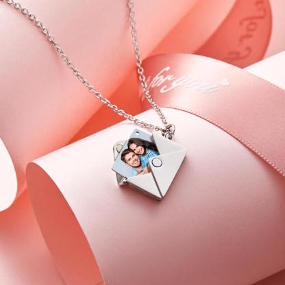 Personalized Envelope Locket Necklace Custom Photo Necklace-Blongser