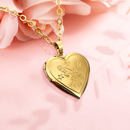 Personalized Constellations Heart Locket Necklace-Blongser