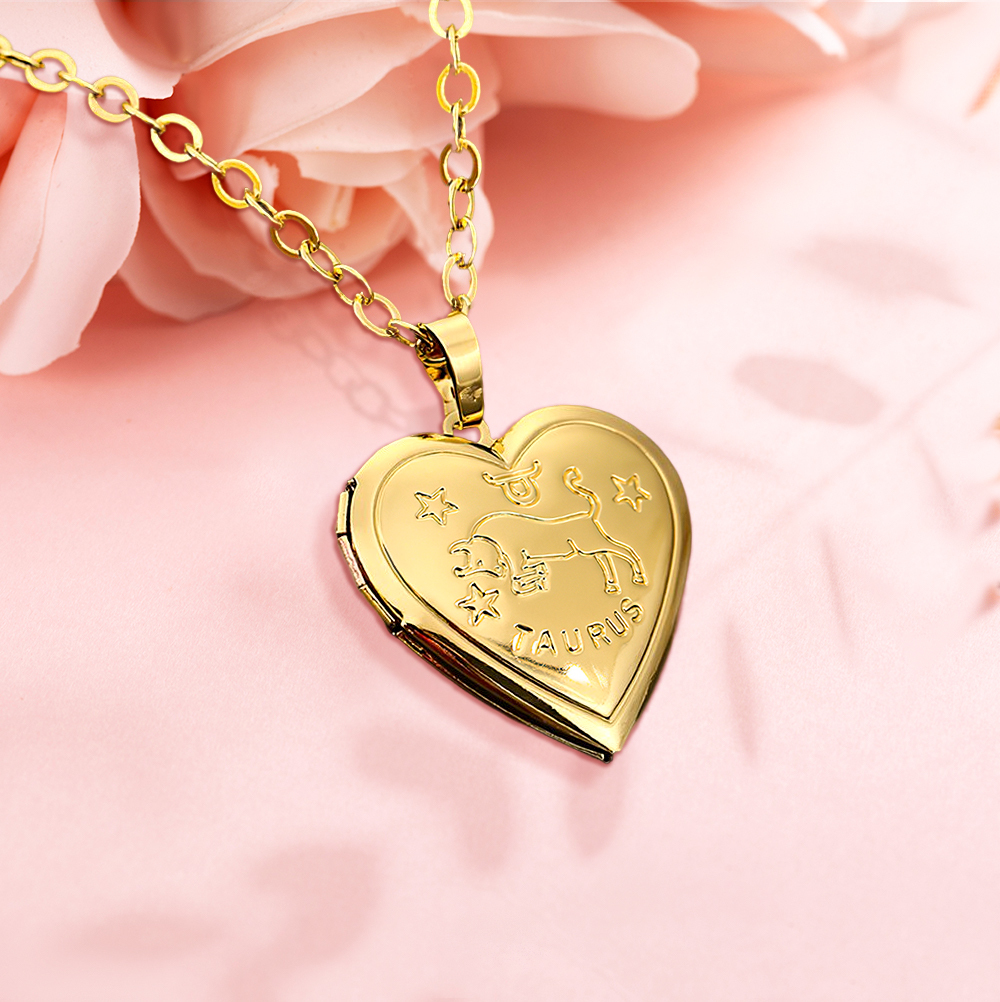 Personalized Constellations Heart Locket Necklace-Blongser