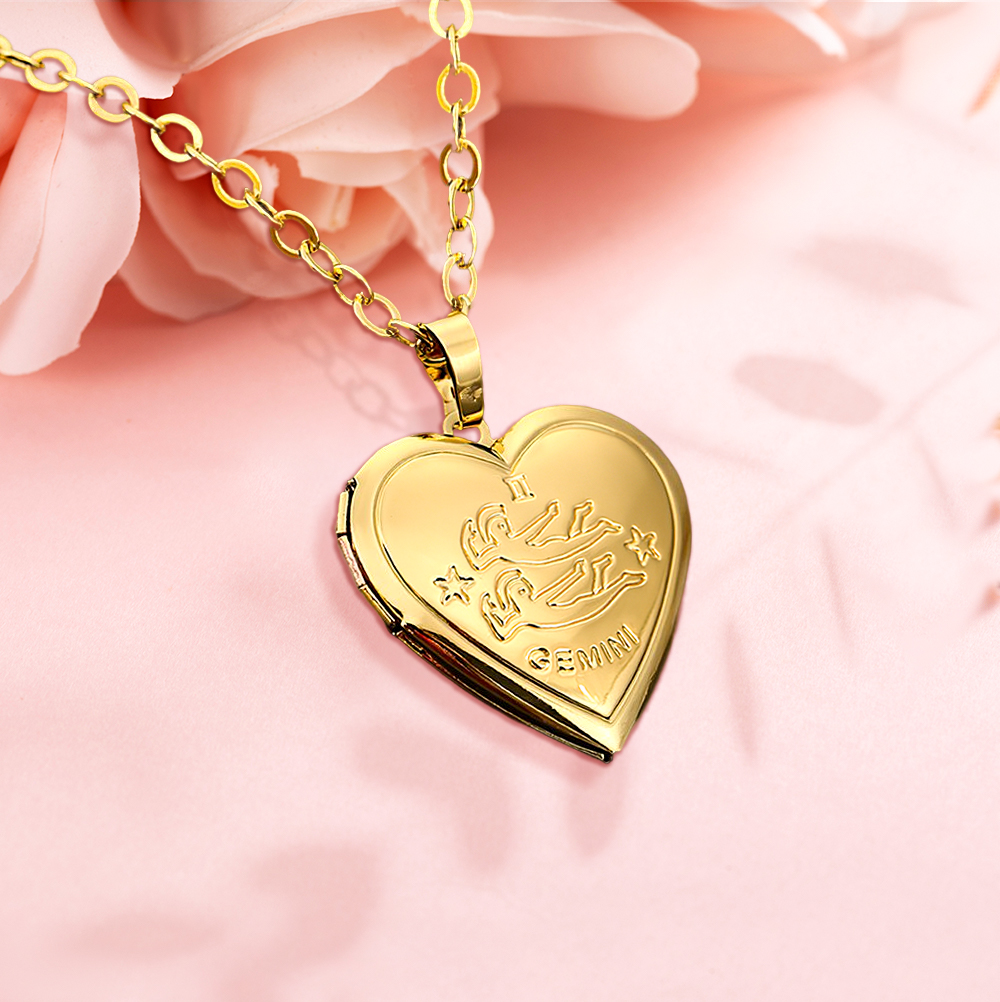 Personalized Constellations Heart Locket Necklace-Blongser