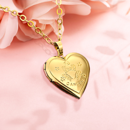 Personalized Constellations Heart Locket Necklace-Blongser