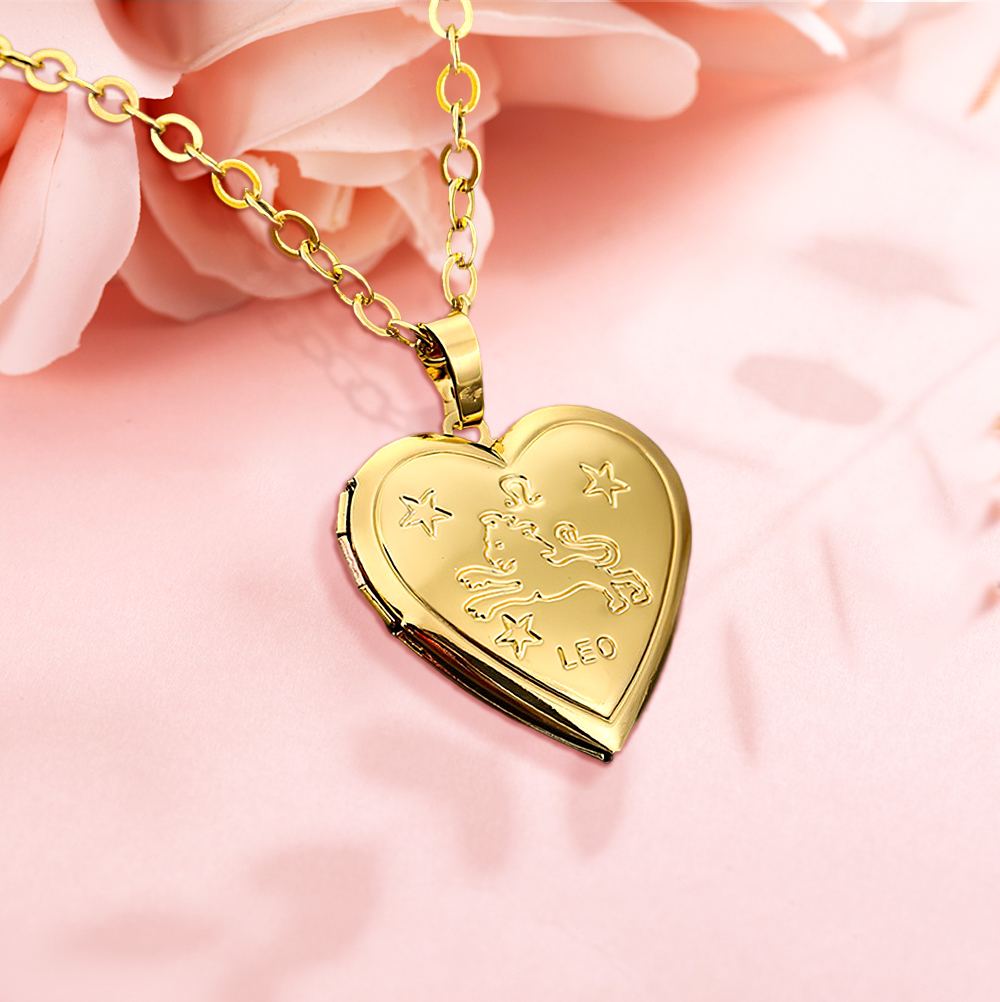 Personalized Constellations Heart Locket Necklace-Blongser