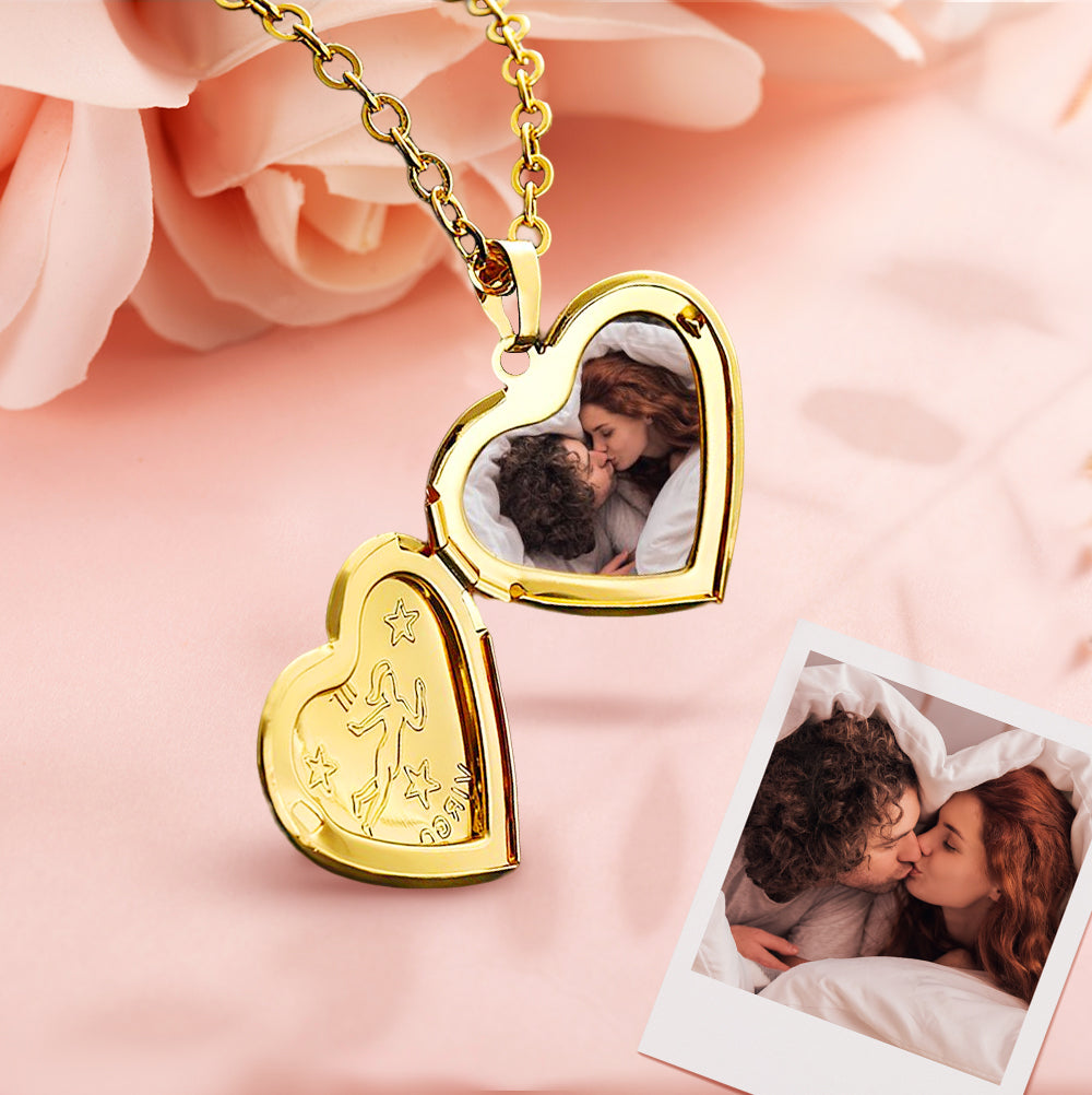 Personalized Constellations Heart Locket Necklace-Blongser