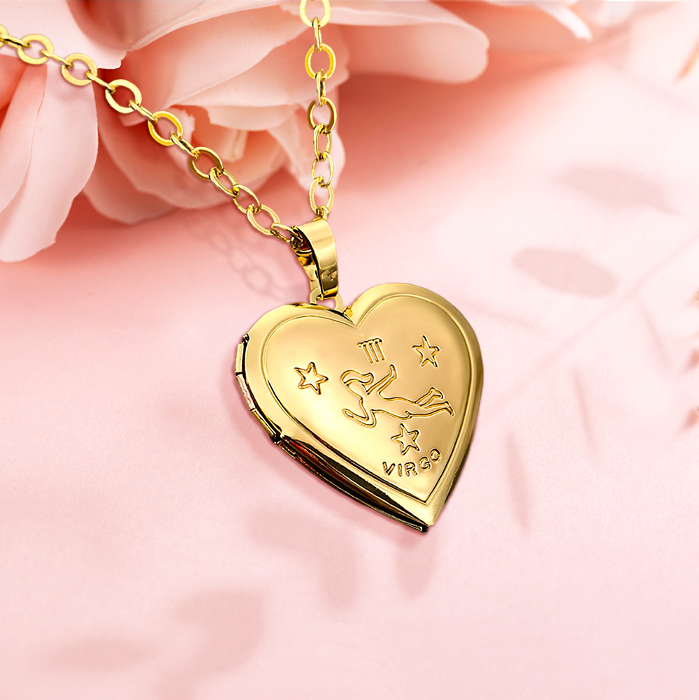 Personalized Constellations Heart Locket Necklace-Blongser