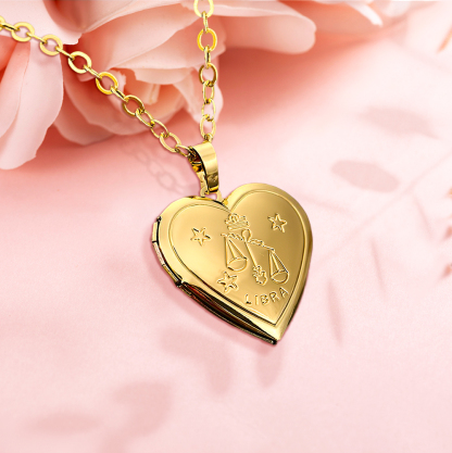 Personalized Constellations Heart Locket Necklace-Blongser