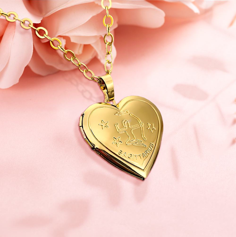 Personalized Constellations Heart Locket Necklace-Blongser