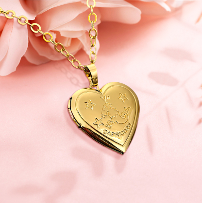 Personalized Constellations Heart Locket Necklace-Blongser
