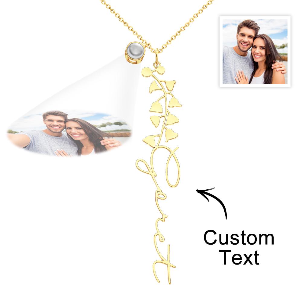 Custom Birth Flower Photo Projection Name Necklace Creative Gift for Women-Blongser