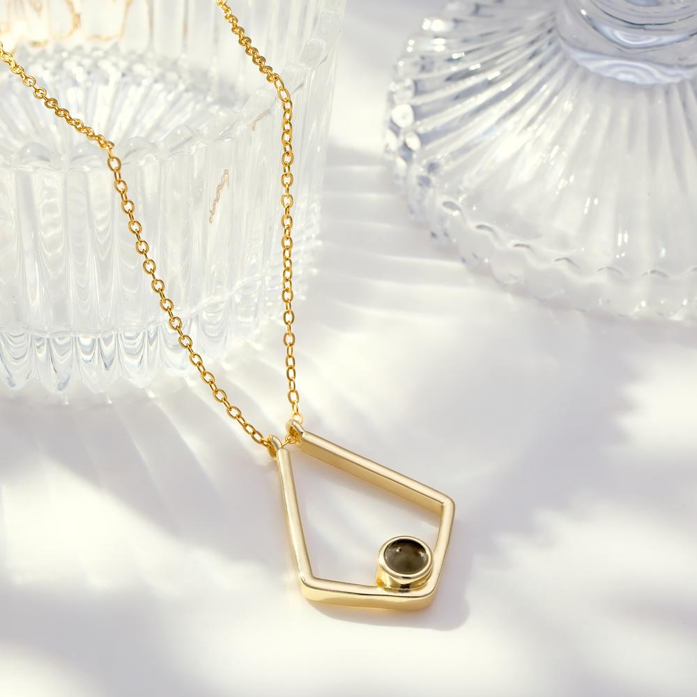 Photo Projection Necklace Custom Picture Polygon Memorial Necklace-Blongser