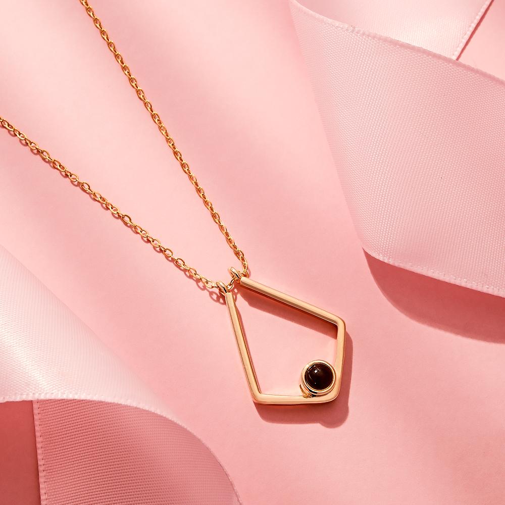 Photo Projection Necklace Custom Picture Polygon Memorial Necklace-Blongser