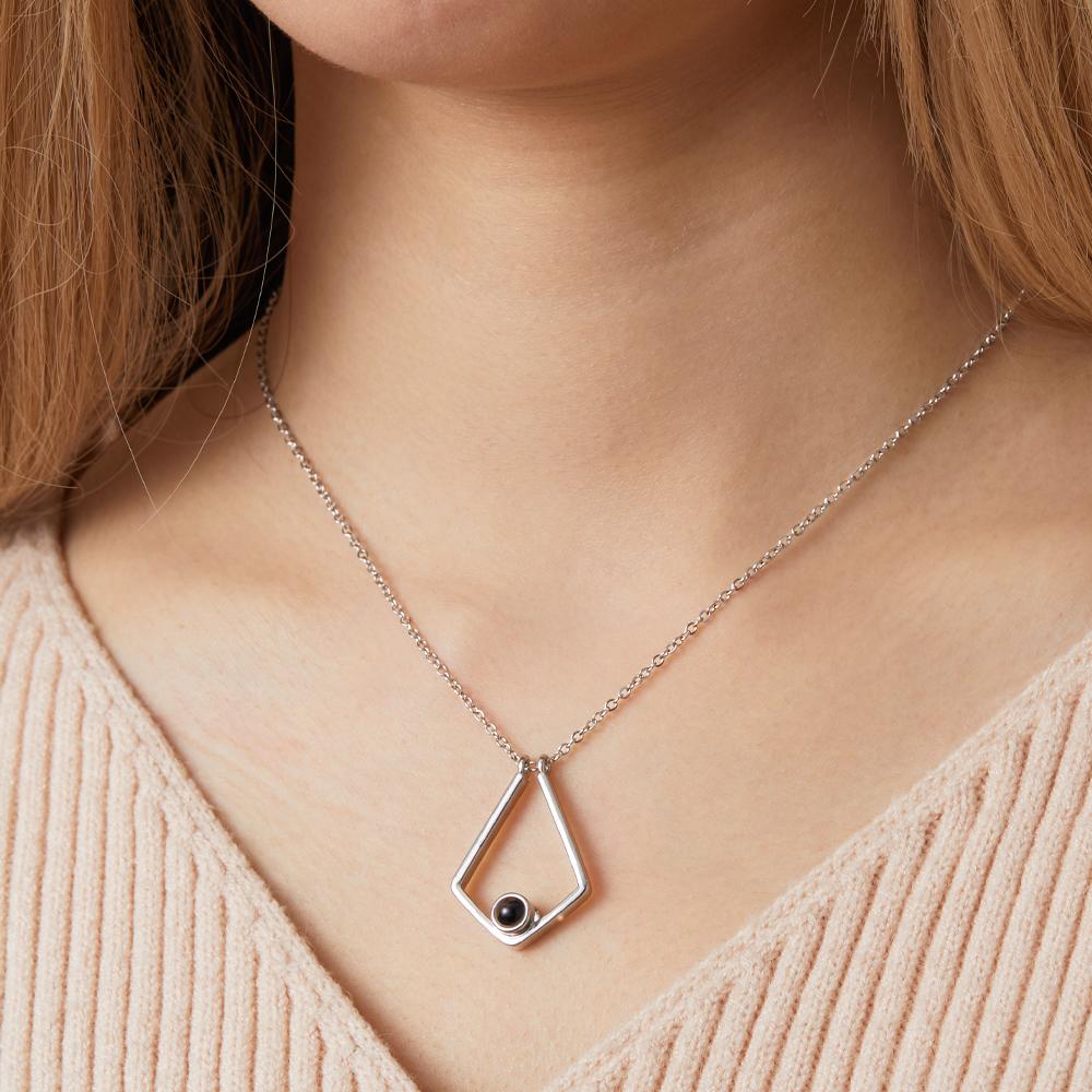 Photo Projection Necklace Custom Picture Polygon Memorial Necklace-Blongser