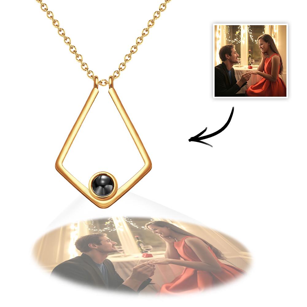 Photo Projection Necklace Custom Picture Polygon Memorial Necklace-Blongser