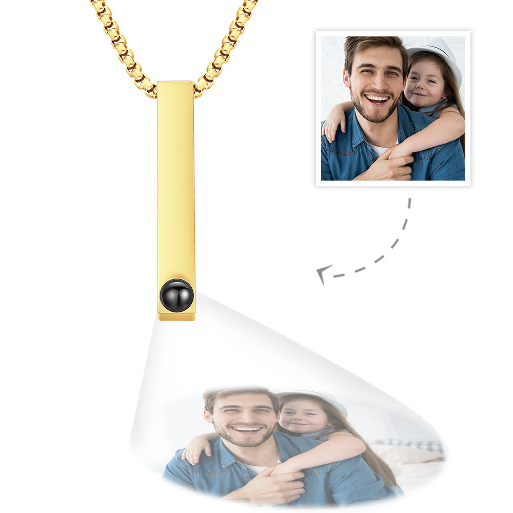 Photo Projection 3D Bar Necklace Vertical Bar Necklace Gifts For Father-Blongser