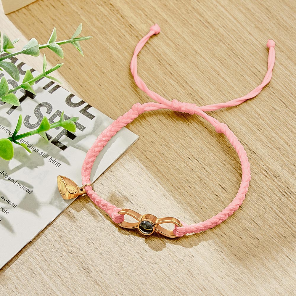 Custom Photo Projection Bracelet Woven Heart Magnetic Bracelet Gift for Couple-Blongser