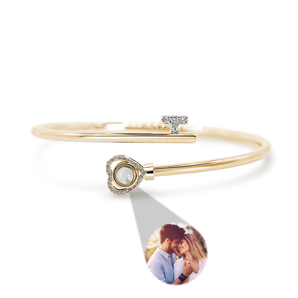 Personalized Photo Projection Bracelet Heart Adjustment Bracelet Gift for Her-Blongser