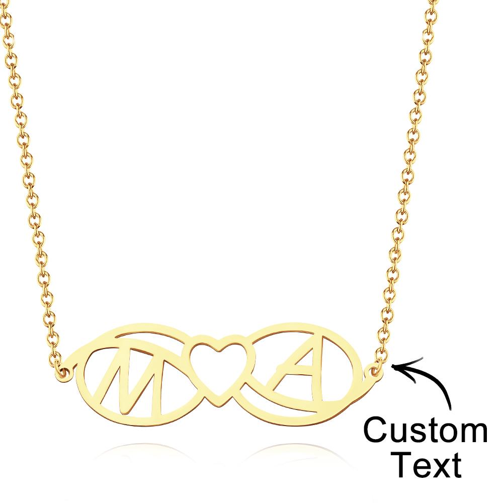 Love Name Necklace Personalized Love Heart Infinite Initials Necklace Gift for Her-Blongser