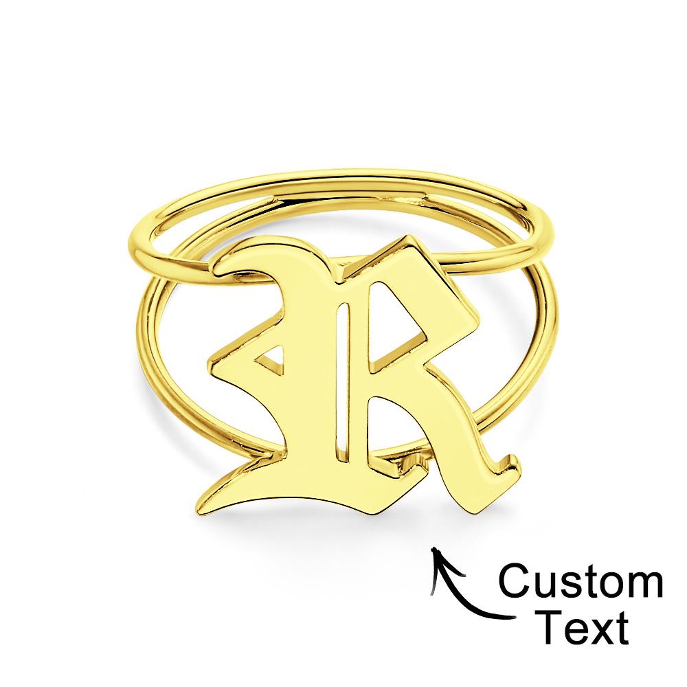 Old English Initial Custom Gothic Ring Personalized gift Ring-Blongser