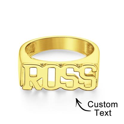 Custom Name Ring, Personalized Block Name Ring, Name Ring, Engraved Name Ring For Men and Women-Blongser