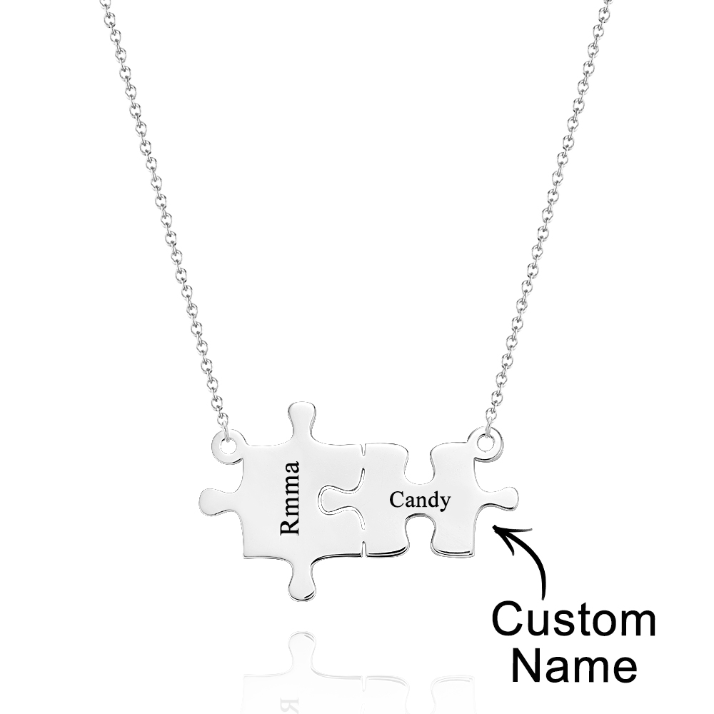 Personalized Puzzle Necklace Custom Name Engraved Necklace Jewelry Gift for Her-Blongser