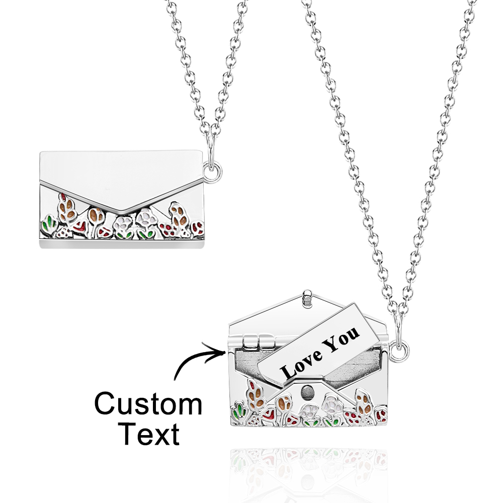 Personalized Envelope Necklace with Custom Text - Customizable Necklace for Gifts and Special Occasions-Blongser
