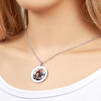 Personalized Photo Engraved Necklace Slidable Global Travel Locket Necklaces-Blongser