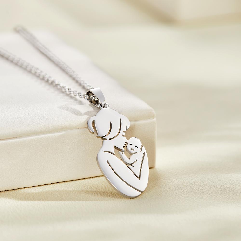 Custom Engraved Mother Baby Necklace Personalized Family Jewelry Gifts for Mother-Blongser